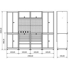 2.4 Metre Modüler Çalışma Tezgahı İE.36.18.11