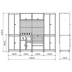 2.4 Metre Modüler Çalışma Tezgahı İE.36.18.12