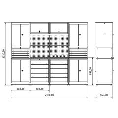 2.4 Metre Modüler Çalışma Tezgahı İE.36.18.18