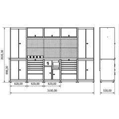 3.1 Metre Modüler Çalışma Tezgahı İE.36.18.21