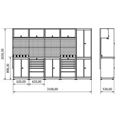 3.1 Metre Modüler Çalışma Tezgahı İE.36.18.22