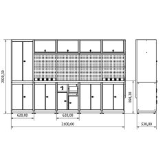 3.1 Metre Modüler Çalışma Tezgahı İE.36.18.23