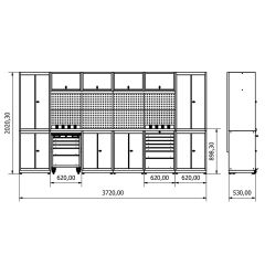 3.7 Metre Modüler Çalışma Tezgahı İE.36.18.33