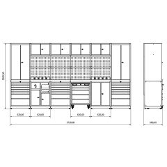 3.7 Metre Modüler Çalışma Tezgahı İE.36.18.34